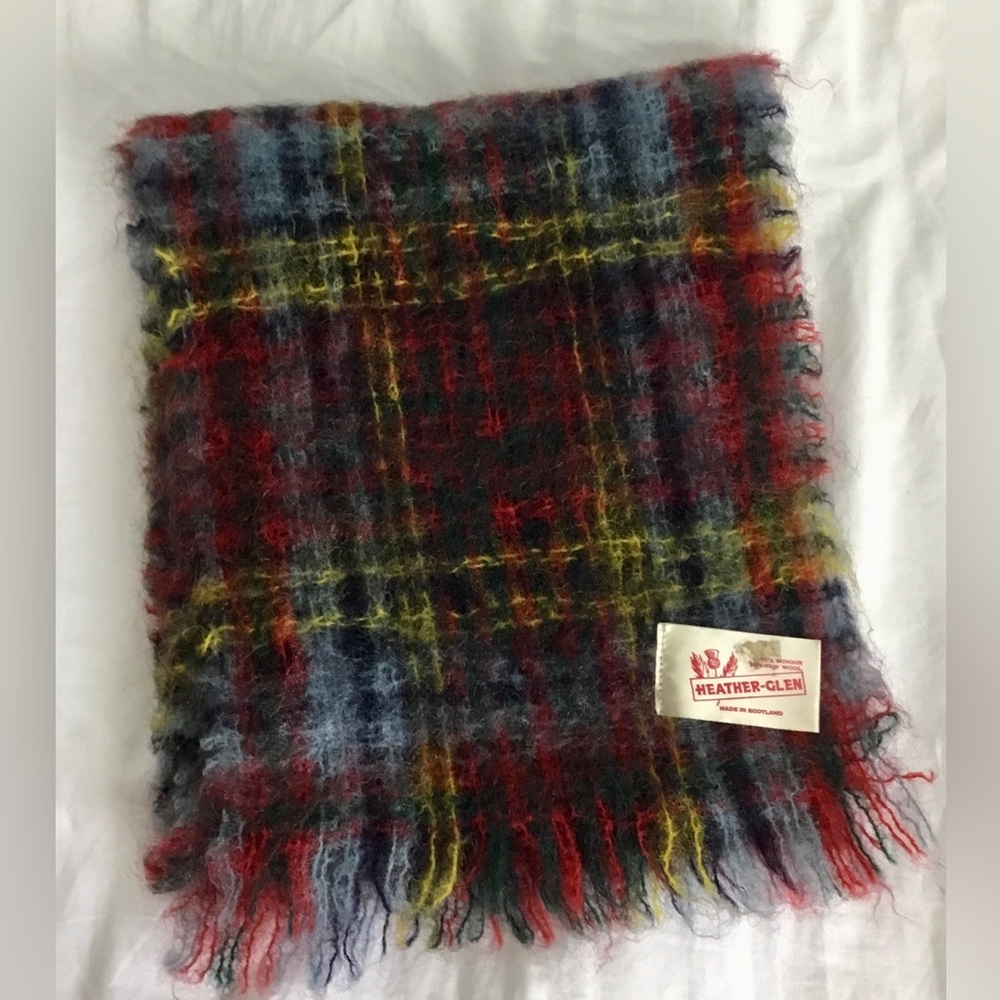 Heather-Glen Mohair New Wool Tartan Scarf 44” x 8” Made in Scotland